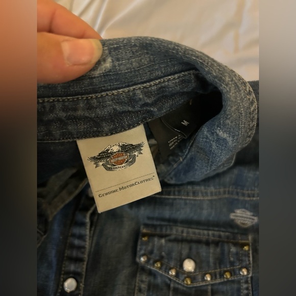 Harley-Davidson Blue Denim Shirt with Studs - Picture 2 of 6